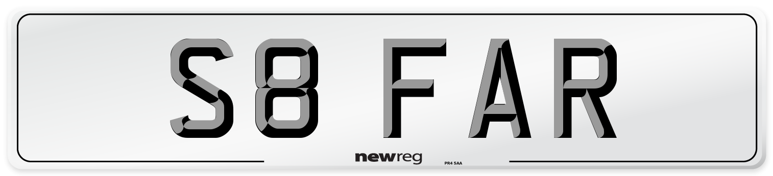 S8 FAR Number Plate from New Reg